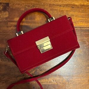 Red corduroy structured bag